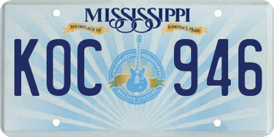 MS license plate KOC946