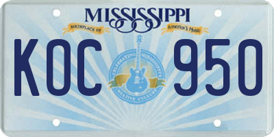 MS license plate KOC950