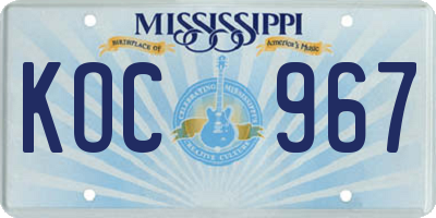 MS license plate KOC967
