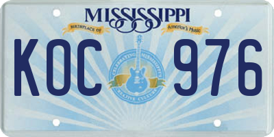 MS license plate KOC976