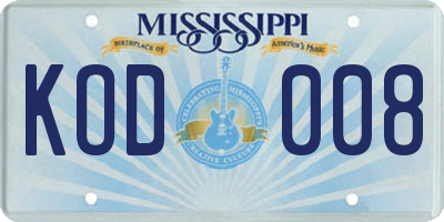 MS license plate KOD008