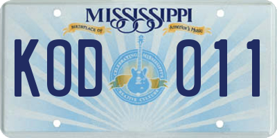 MS license plate KOD011