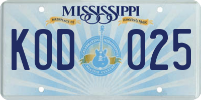 MS license plate KOD025