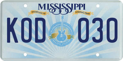MS license plate KOD030