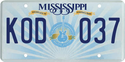 MS license plate KOD037
