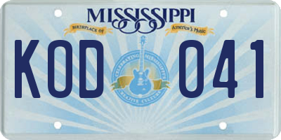 MS license plate KOD041