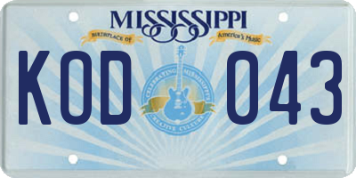 MS license plate KOD043