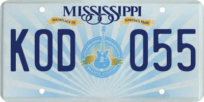 MS license plate KOD055