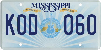 MS license plate KOD060