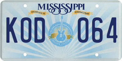 MS license plate KOD064