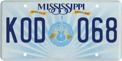 MS license plate KOD068
