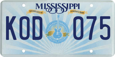 MS license plate KOD075