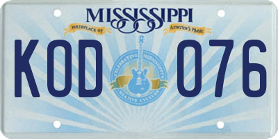 MS license plate KOD076