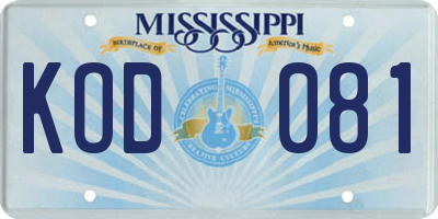 MS license plate KOD081