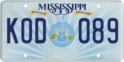 MS license plate KOD089