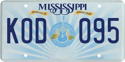 MS license plate KOD095