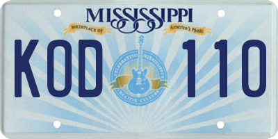 MS license plate KOD110