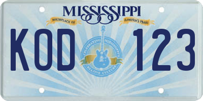 MS license plate KOD123