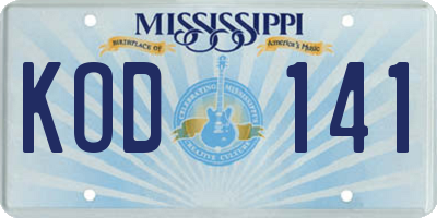 MS license plate KOD141