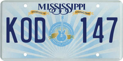 MS license plate KOD147