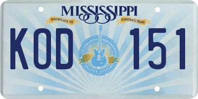 MS license plate KOD151