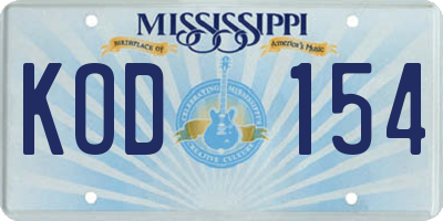 MS license plate KOD154