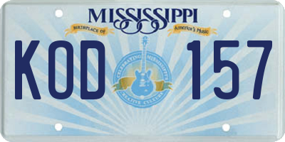 MS license plate KOD157