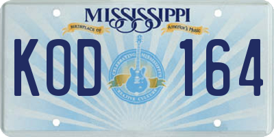 MS license plate KOD164