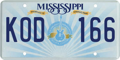 MS license plate KOD166