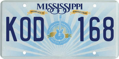 MS license plate KOD168