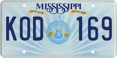 MS license plate KOD169