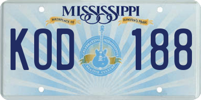 MS license plate KOD188