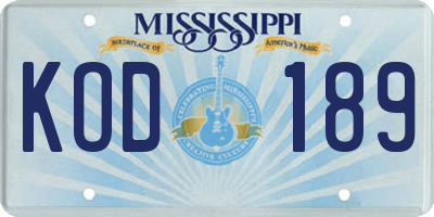 MS license plate KOD189