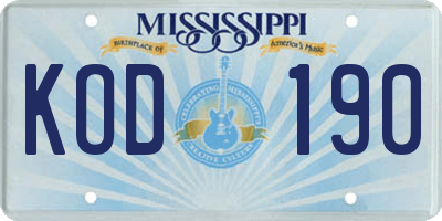 MS license plate KOD190