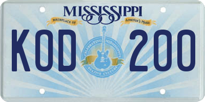 MS license plate KOD200