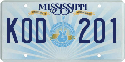 MS license plate KOD201