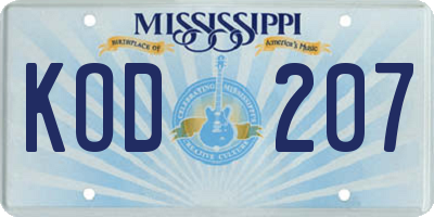 MS license plate KOD207