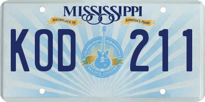 MS license plate KOD211