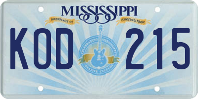 MS license plate KOD215