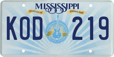 MS license plate KOD219
