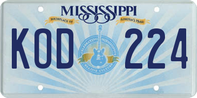MS license plate KOD224