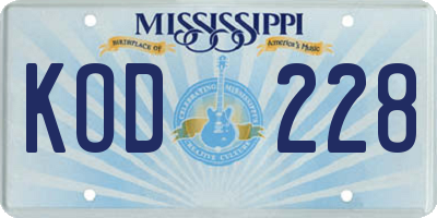 MS license plate KOD228