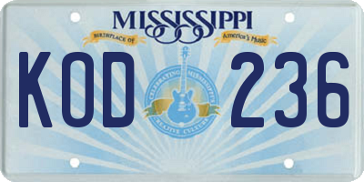 MS license plate KOD236