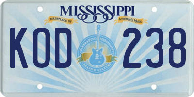 MS license plate KOD238