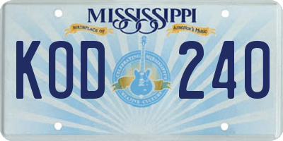 MS license plate KOD240