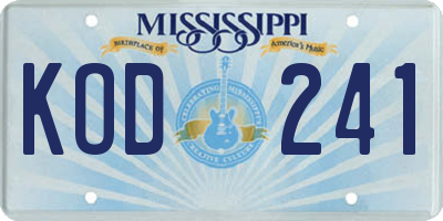 MS license plate KOD241