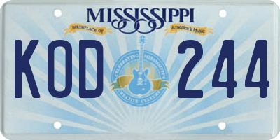 MS license plate KOD244