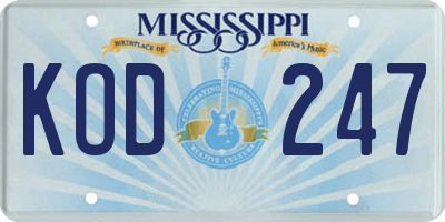 MS license plate KOD247