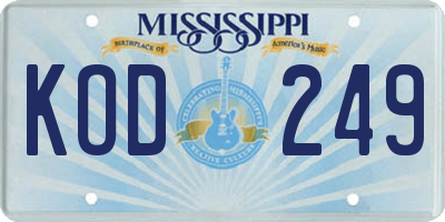 MS license plate KOD249