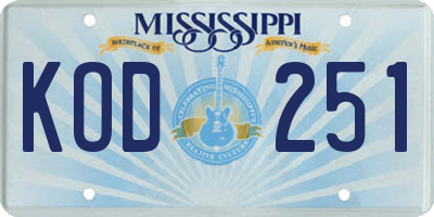 MS license plate KOD251